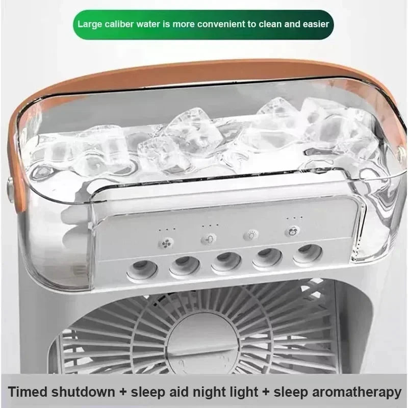 Wentylator 3w1 z Nawilżaczem i Podświetleniem LED — Chłodź się w stylu!