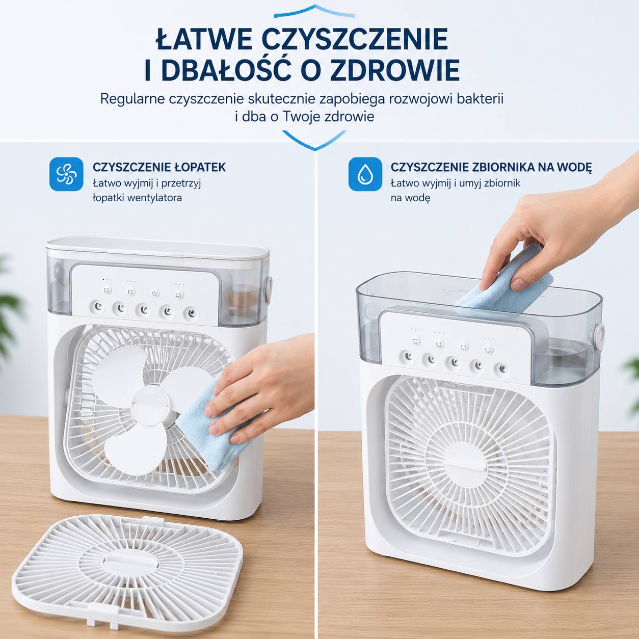 Wentylator 3w1 z Nawilżaczem i Podświetleniem LED — Chłodź się w stylu!